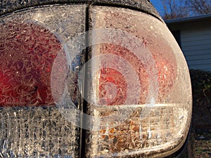 Winter Frost on Vehicle Tail Lights