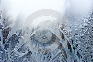 Winter frost on the window as background