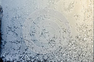 Winter frostwork on window glass