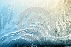 Winter frostwork on window glass