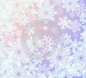 Winter Frosty Tracery Of Snowflakes On Yellow And Blue Background