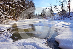 Winter frozen river photo