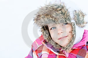 Winter fun - Portrait of adorable happy child girl
