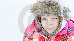 Winter fun - Portrait of adorable happy child girl