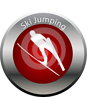Winter game button ski jumping