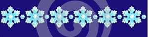 Winter garland - a border of snowflakes and rhinestones for decorating banners, cards and other things - vector template. Blue sno