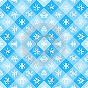 Winter geometrical seamless pattern with snowflakes