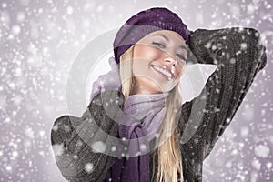 Winter girl with scarf and gloves