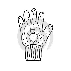 Winter gloves vector illustration in Doodle style. Knitted garments for the hands. winter accessory. Handmade gloves