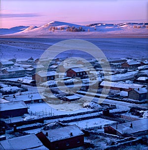 Winter grassland sunrise