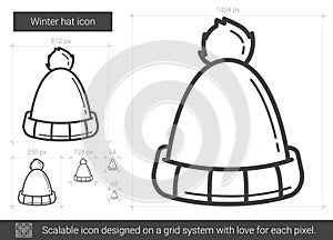 Winter hat line icon.