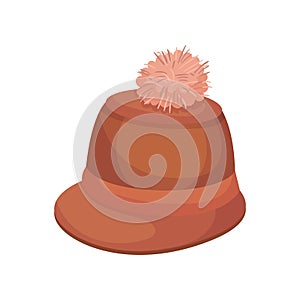 Winter hat with a short visor. Vector illustration on white background.