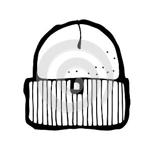 Winter hat vector illustration, hand drawn cartoon sketch