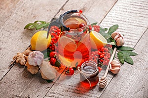 Winter healthy tea for immunity boosting and treatment of colds, seasonal fall autumn beverage, alternative meidicine remedy