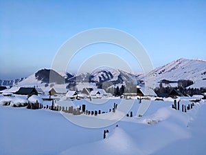 Winter Hemu village in Xinjiang, China photo