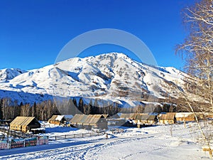 Winter Hemu village in Xinjiang, China photo