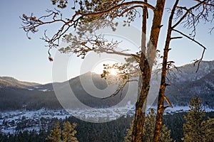 Winter High mountain landscape. Mountains panoramic landscape