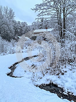 Winter with high snow in the solitude of Sweden