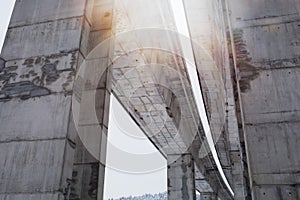 Winter Highway Bridge Structure with Sunlight