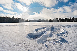 Winter hike around Lake Hosskirch near Koenigseggwald photo