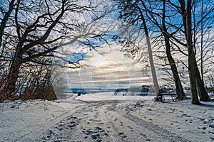 Winter hike around Lake Hosskirch near Koenigseggwald photo