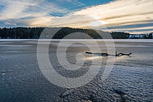 Winter hike around Lake Hosskirch near Koenigseggwald photo