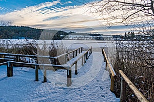 Winter hike around Lake Hosskirch near Koenigseggwald photo