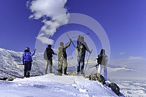 Winter hikers;fascinating, peaceful and terrific mountains