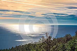 Winter hiking on the heights of Varazze, a coastal city overlooking the Ligurian Sea