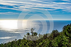 Winter hiking on the heights of Varazze, a coastal city overlooking the Ligurian Sea