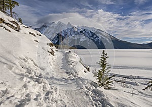 Winter Hiking Path at Lake Minnewanka