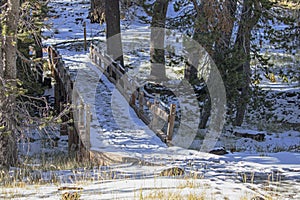 Winter Hiking Trail Bridge at Tahoe Meadows