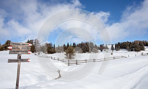 Winter hiking trails landscape luesen isouth tirol Italy