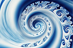 Winter holiday abstract twirling blue and white colors header texture, December January holidays. Generative AI