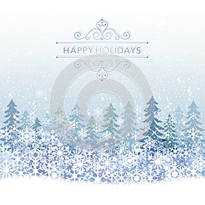 Winter Holiday background with blue snow scenery