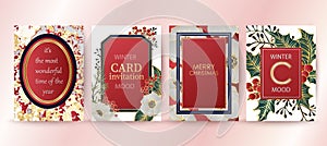 Winter holiday background, invitation. Wedding pattern design. Merry Christmas and Happy New Year card.