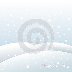 Winter holiday background on New Year and Christmas Snowdrifts, falling snowflakes Winter frosty landscape
