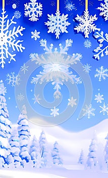 Winter holiday background with snowflakes