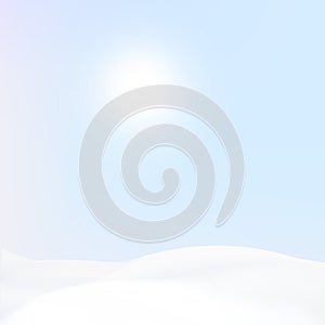 Winter Holiday Christmas Background with Sun. Morning Sky Blue Festive Wallpaper