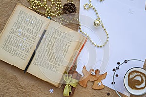 Winter holiday congratulations for bookworms