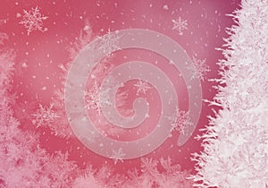 Winter holiday falling snowflakes christmas tree background