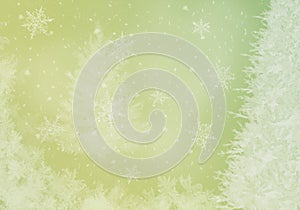 Winter holiday falling snowflakes christmas tree background