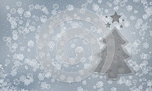 Winter holiday falling snowflakes christmas tree background