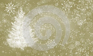 Winter holiday falling snowflakes christmas tree background