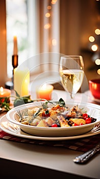 Winter holiday meal for dinner celebration menu, main course festive dish for Christmas, family event, New Year and