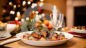 Winter holiday meal for dinner celebration menu, main course festive dish for Christmas, family event, New Year and