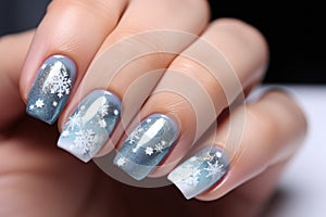 Winter holiday nail art with Christmas ornaments