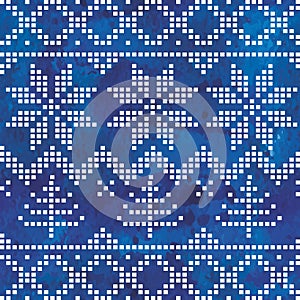 Winter Holiday Seamless Knitted Pattern in blue color for sweater
