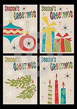 Winter Holiday Season`s Greetings Card Set