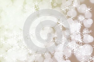 Winter Holiday Snow Background. Christmas Abstract Defocused Backdrop with Snowflakes